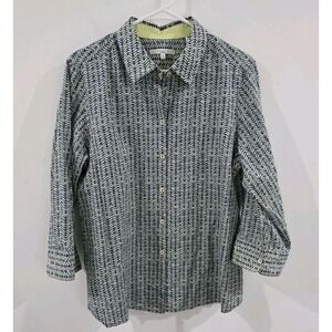 Foxcroft Womens Button Up Top Sz 14 Wrinkle Free Colorful Business Casual Office